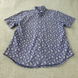 Ralph Lauren Shirt Mens XL Button Up Sailboat AOP Nautical Blue Slim Fit